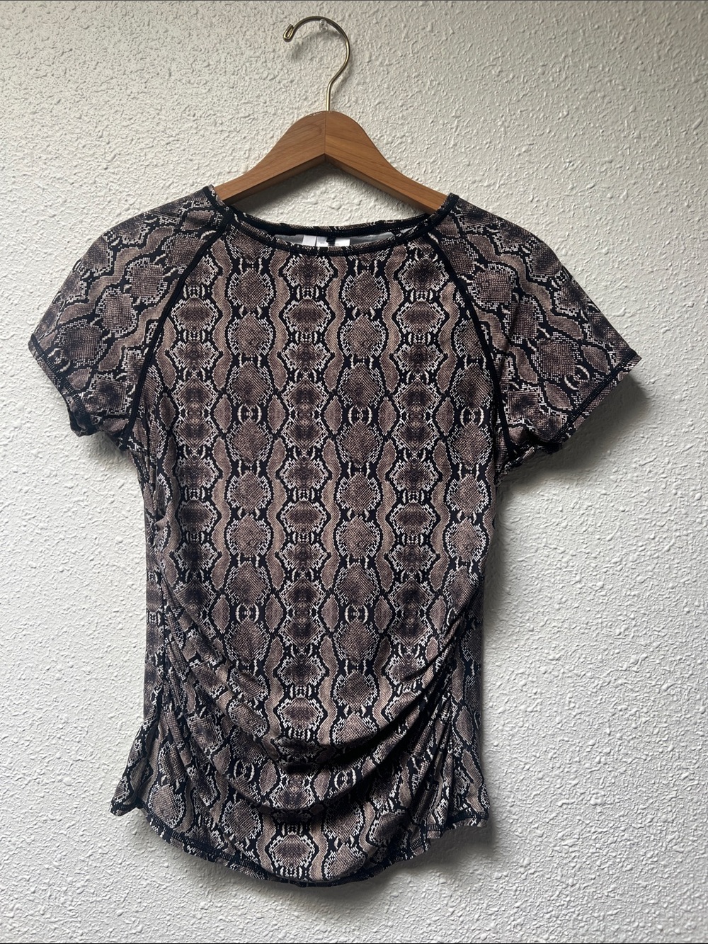 Calvin Klein Brown Snake-Print Short Sleeve Tee